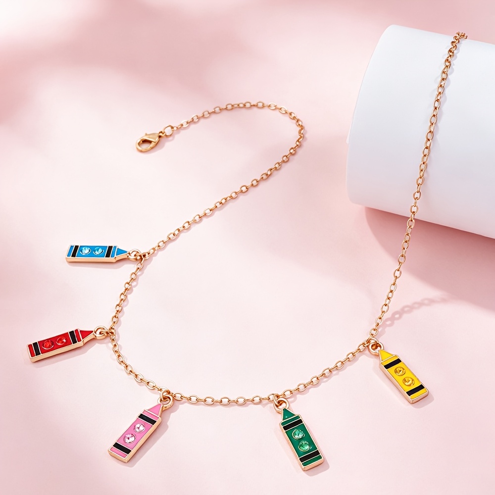 Cute Pencil-Themed Necklace & Bracelet BFF Set, Gift